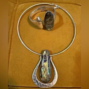 Silver and Abalone Jewelry Set